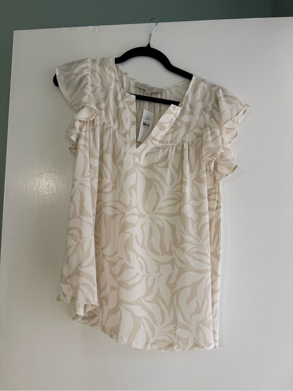 LOFT Flutter Sleeve V-Neck Top in Jungle - Picture 2 of 4